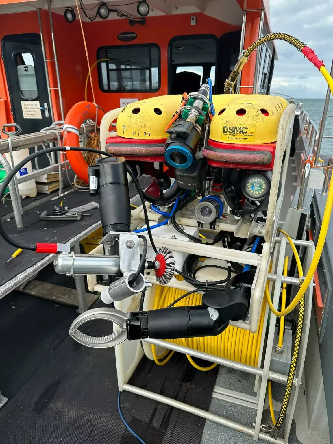 The Falcon ROV with Reach Robotics manipulators ready for trials. Image c/o DSMC