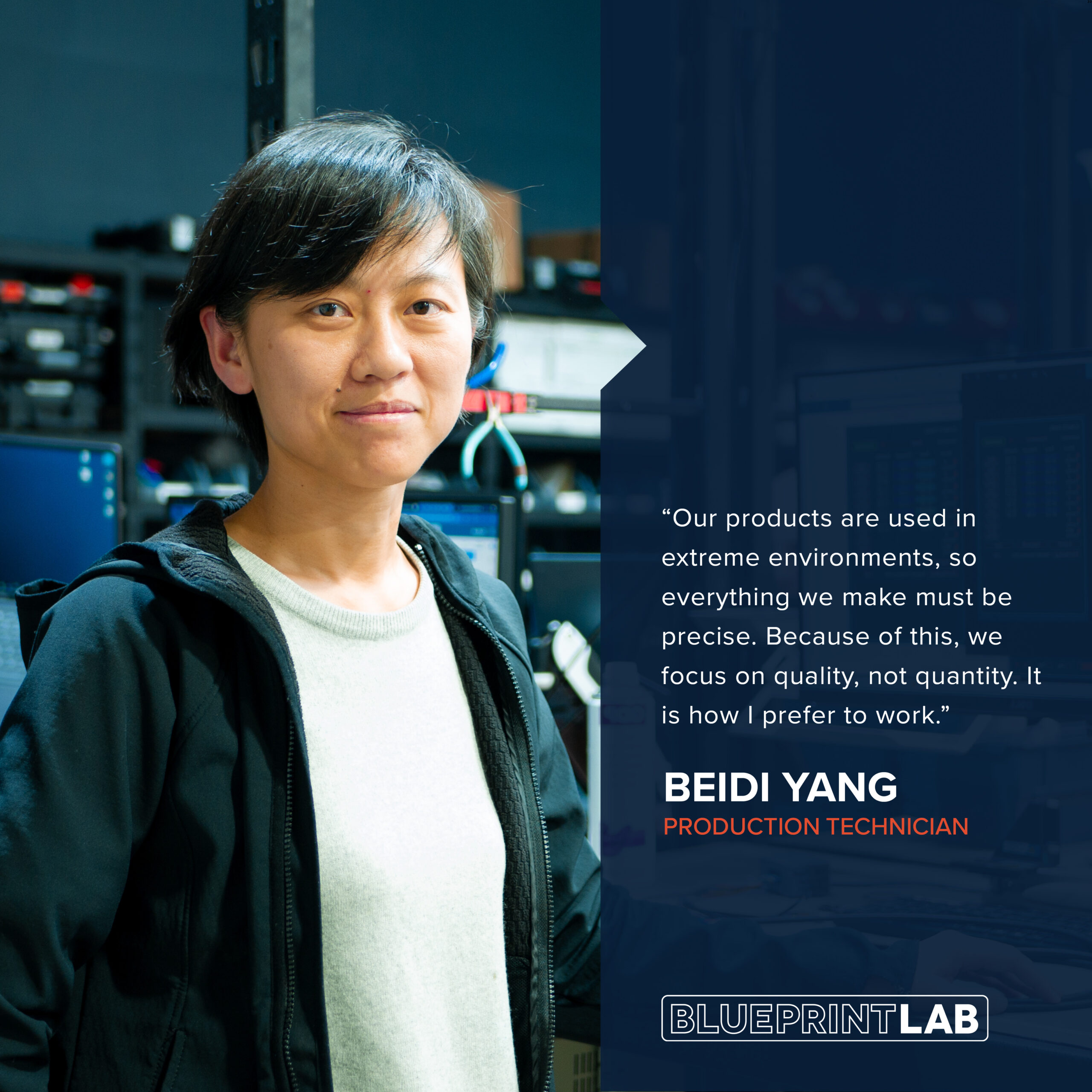 Beidi Yang, Production Technician at Reach Robotics